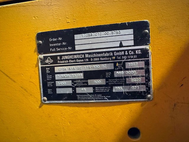 1987 jungheinrich efg 115 meeneemheftruck - afbeelding 4 van  8