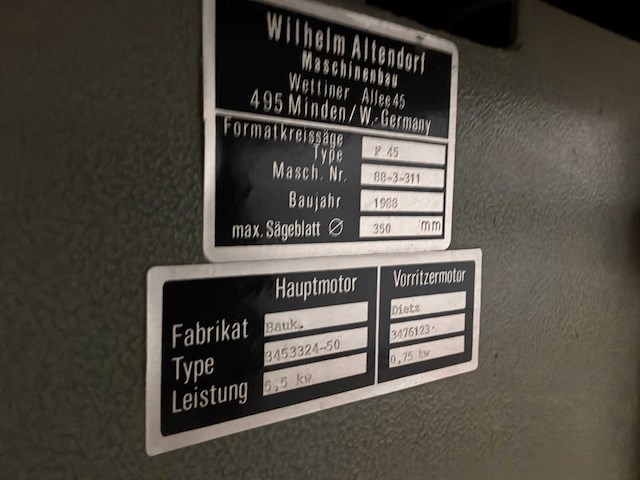 1988 altendorf f-45 paneelcirkelzaagmachine - afbeelding 2 van  10