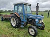1988 ford 6610 antieke tractor + flatbed landbouwtrailer