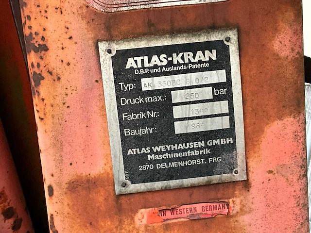 1989 atlas ak 3500c autolaadkraan op afzetcontainer - afbeelding 13 van  17