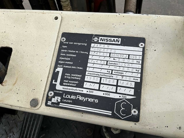 1989 nissan ph02a20u vorkheftruck - afbeelding 9 van  17