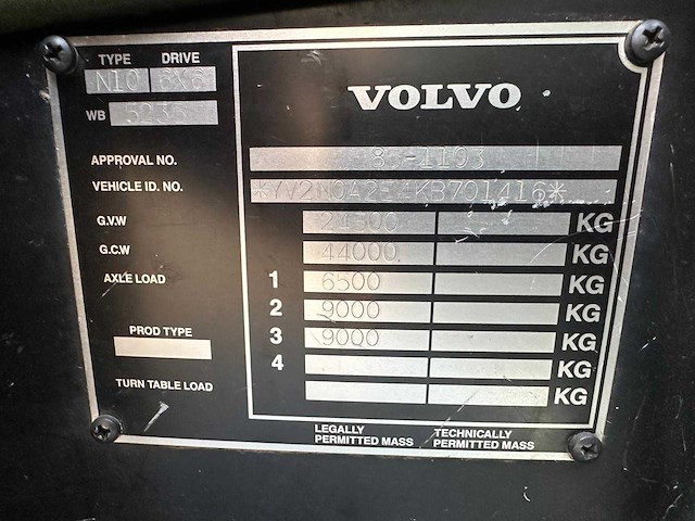 1989 volvo n10 turbo 6x6 l vrachtwagen - afbeelding 27 van  30