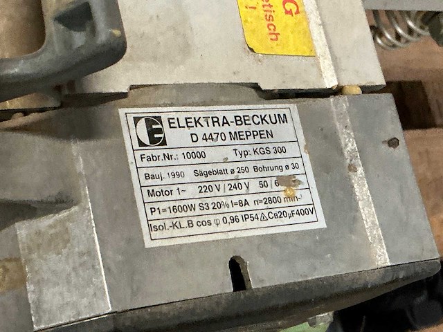 1990 elektra beckum kgs300 afkortcirkelzaagmachine - afbeelding 3 van  3