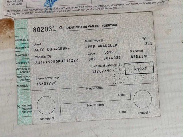 1990 jeep wrangler yj laredo 2.5 - afbeelding 15 van  16