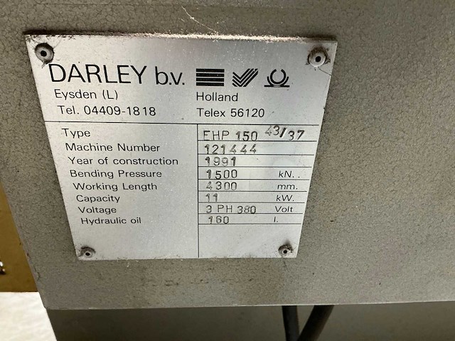 1991 darley fhp 150 – 43/37 afkantpers - afbeelding 2 van  14