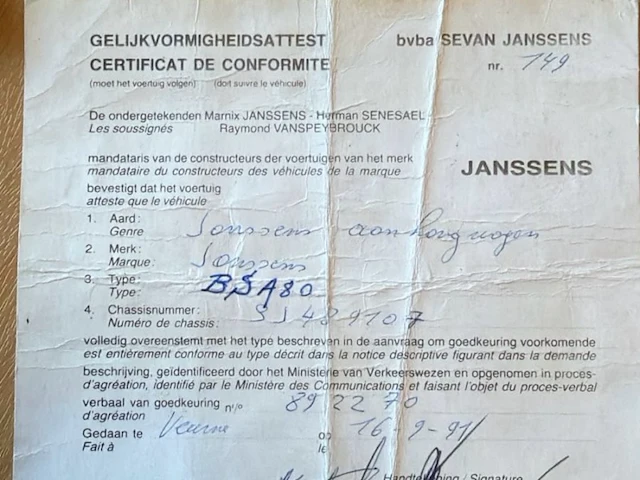 1991 janssens bsa80 geremde aanhangwagen - afbeelding 8 van  18