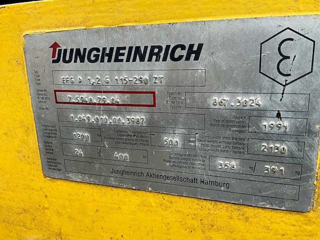 1991 jungheinrich efg d 1200kg vorkheftruck - afbeelding 13 van  20