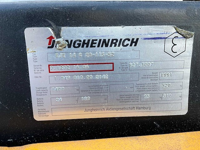 1991 jungheinrich elektrische palletwagen - afbeelding 3 van  4
