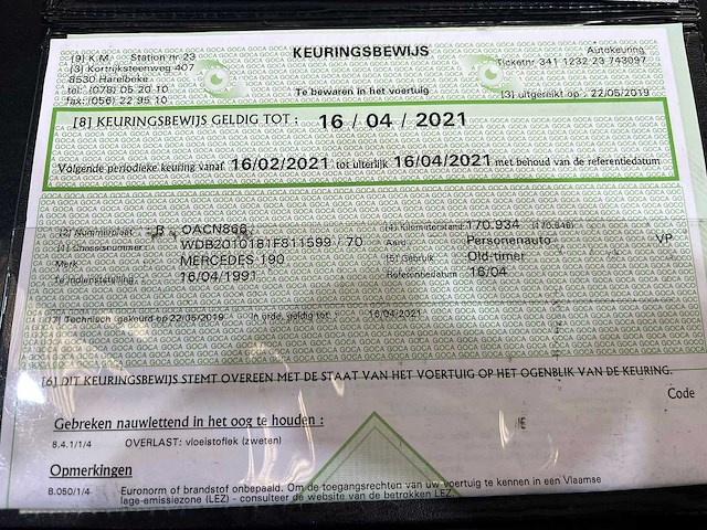 1991 mercedes-benz 190 - afbeelding 13 van  21