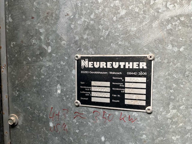 1991 neureuther g7 industriële heteluchtgenerator die werkt met een aparte brander - afbeelding 6 van  11