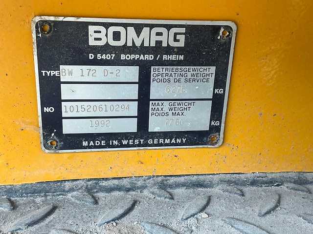 1992 bomag bw172d-2 bandenwals - afbeelding 13 van  20