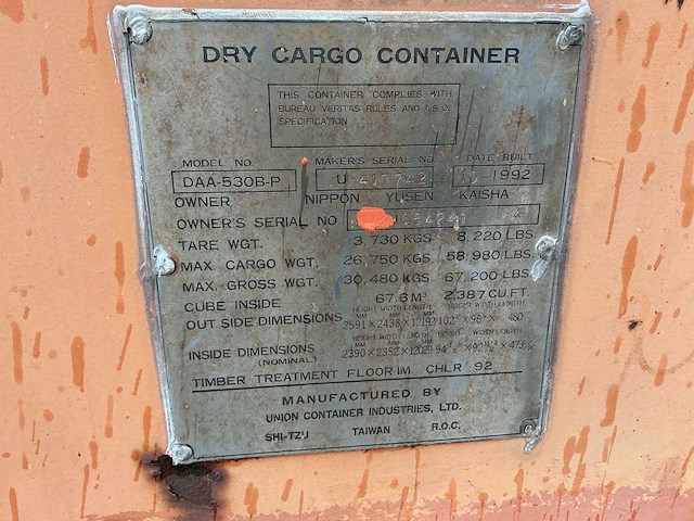 1992 daa-530b-p dry cargo zeecontainer - afbeelding 6 van  8