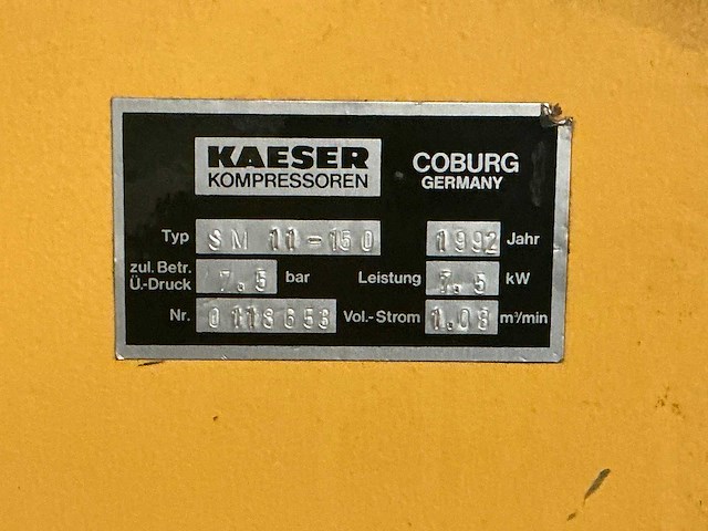 1992 kaeser sm11-150 schroefcompressor - afbeelding 2 van  2