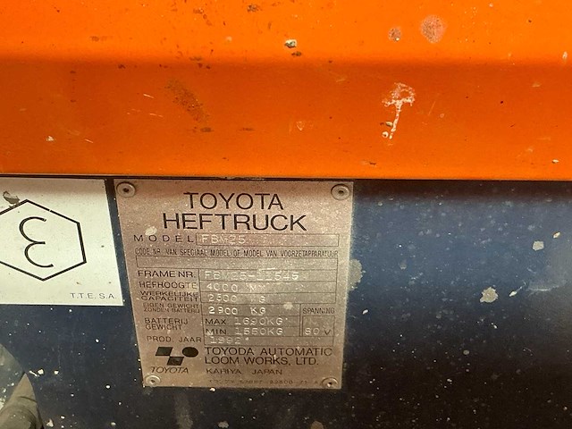 1992 toyota fbm25 vorkheftruck - afbeelding 5 van  15