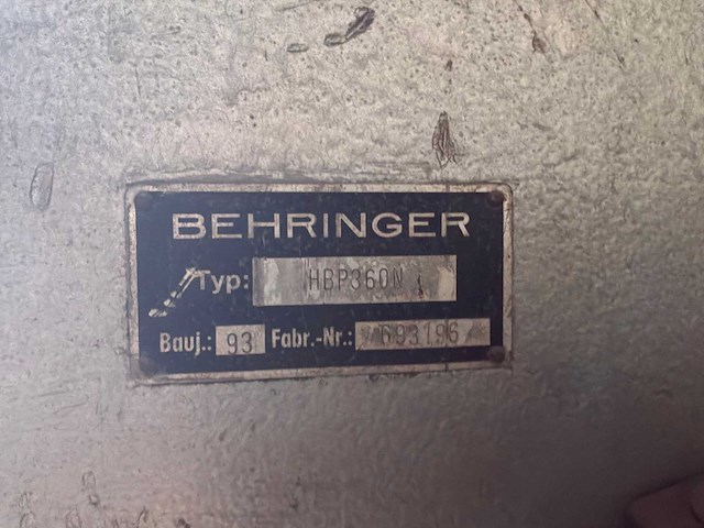 1993 behringer hbp360n metalen horizontale bandzaagmachine - afbeelding 3 van  3