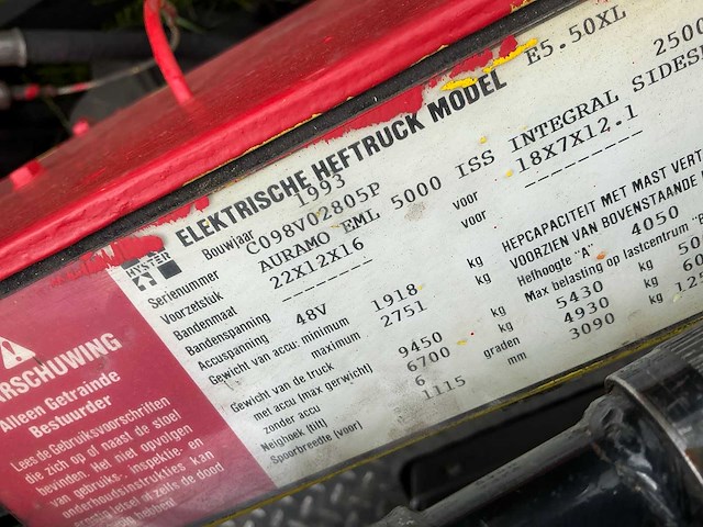 1993 hyster e5.50 xl vorkheftruck - afbeelding 10 van  11