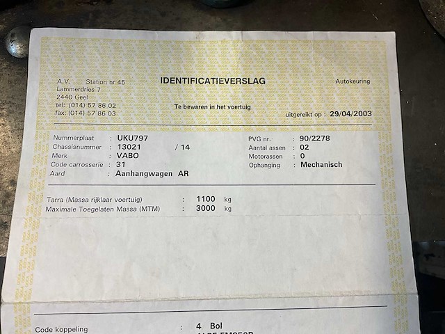 1993 vabo 3uu5t hydraulische kipper - 3000kg - afbeelding 19 van  27