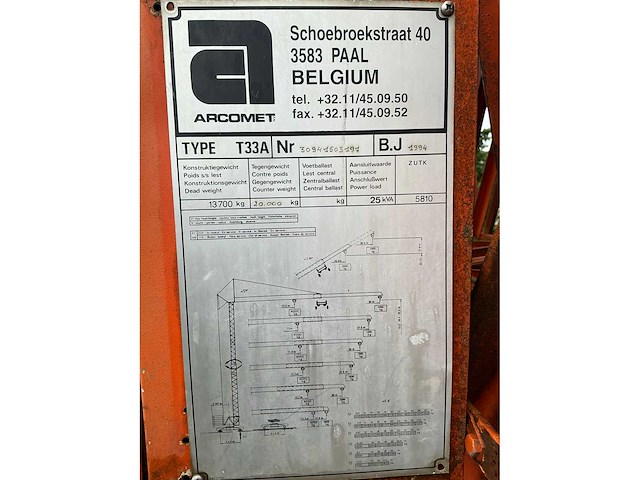 1994 arcomet t33a bouwkraan - afbeelding 20 van  24