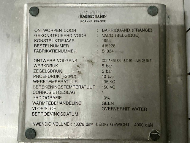 1994 barriquand steriflow autoclave - afbeelding 5 van  9