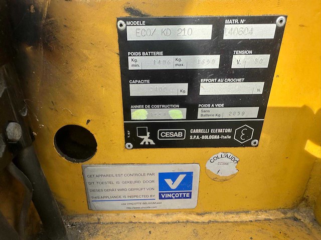 1994 cesab eco/ kd 210 vorkheftruck - afbeelding 19 van  27