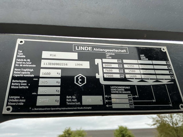 1994 linde r16 reach truck - afbeelding 13 van  21