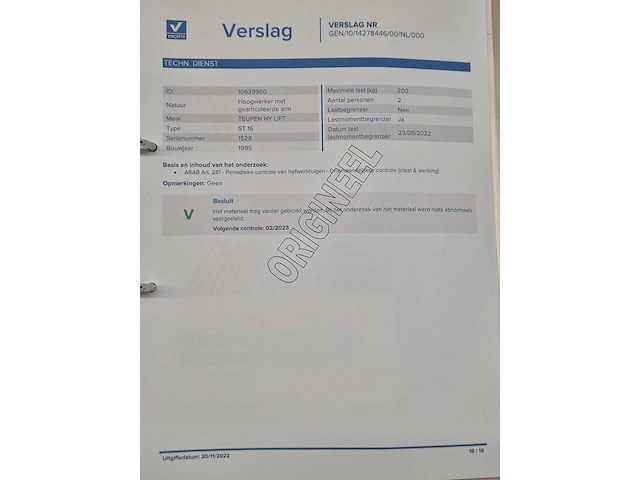 1995 teupen hylift st 16 telescopische spin hoogtewerker - afbeelding 13 van  24