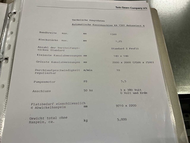 1995 twin seam ka 1501 a4 kanaalvormmachine - afbeelding 13 van  14