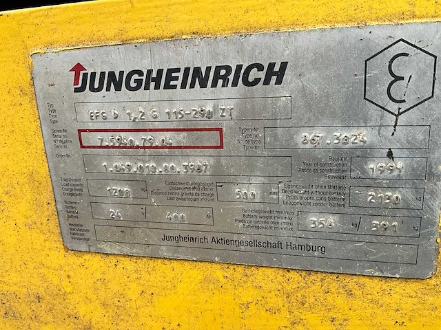 1995 vorkheftruck electrisch 24v - 1200kg - afbeelding 8 van  16