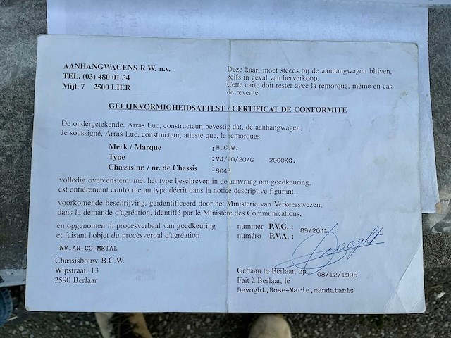 1996 bcw paardentrailer - afbeelding 29 van  30
