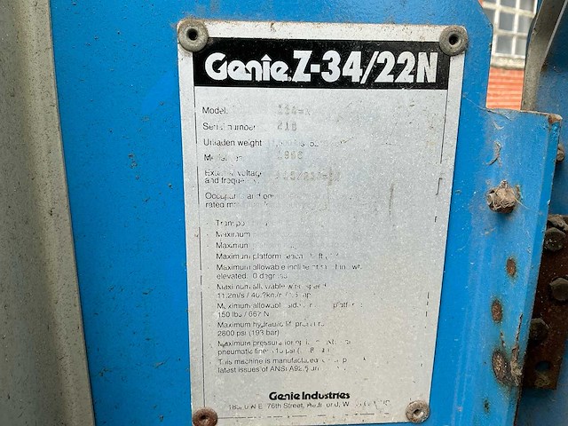 1996 genie z34/22n hoogwerker - afbeelding 7 van  7