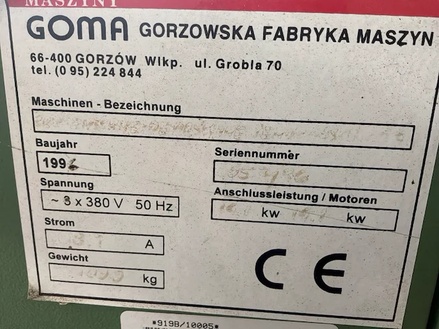 1996 goma zaag-freescombinatiemachine/toupie (na te zien/te herstellen) - afbeelding 10 van  18