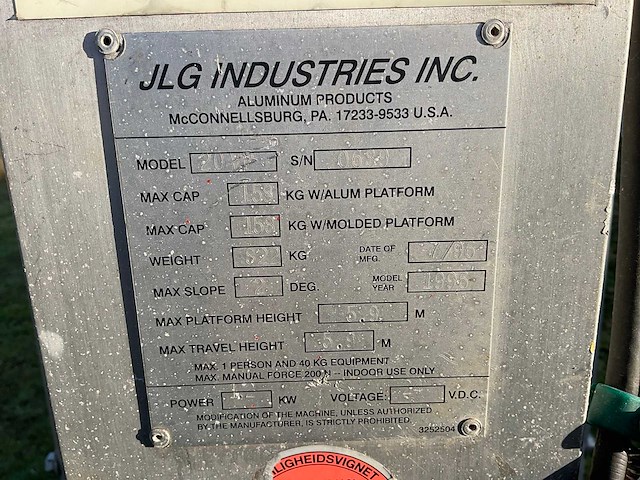 1996 jlg 20vp - hoogwerker - afbeelding 15 van  16
