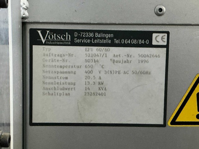 1996 votsch efu 60/60 laboratoriumoven - afbeelding 6 van  6