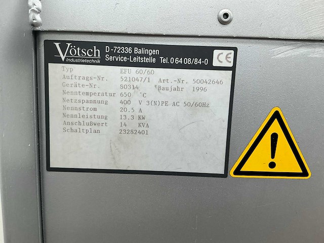 1996 vötsch efu 60/60 laboratoriumoven - afbeelding 2 van  10