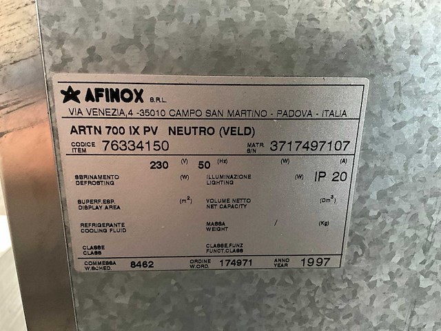 1997 afinox 700 ix pv neutro rijskast - afbeelding 6 van  6