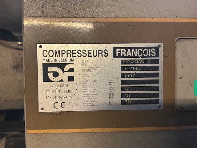 1997 françois compressors schroefcompressor schroef luchtcompressor - afbeelding 1 van  3