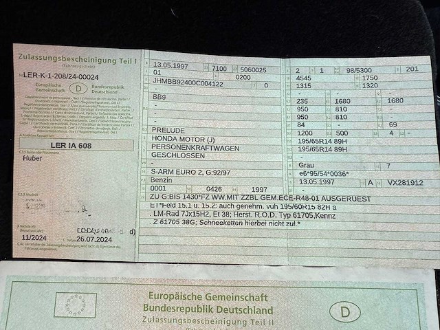 1997 honda prelude personenauto - afbeelding 6 van  20