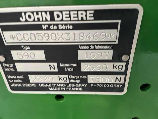 1997 john deere 590 getrokken ronde balenpers - afbeelding 8 van  20