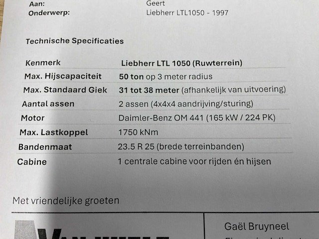 1997 liebherr ltl 1050 telescoopkraan 4wd - afbeelding 6 van  10