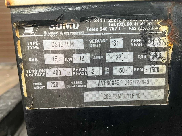 1997 sdmo ds15 nm sdmo generatorset ds15 nm – 15 kva – diesel – trailer gemonteerd - afbeelding 12 van  12