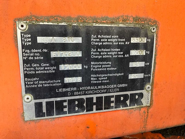 1998 liebherr 316 banden graafmachine - afbeelding 8 van  25