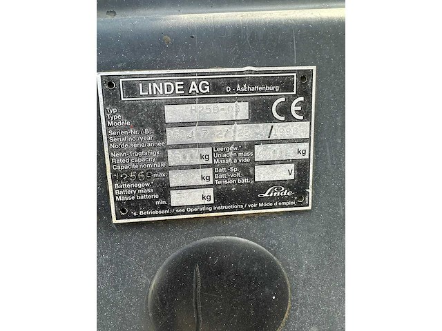 1998 linde h25d-03 vorkheftruck - afbeelding 7 van  10