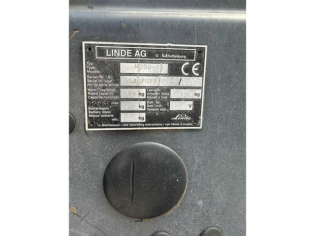 1998 linde h25d-03 vorkheftruck - afbeelding 8 van  10