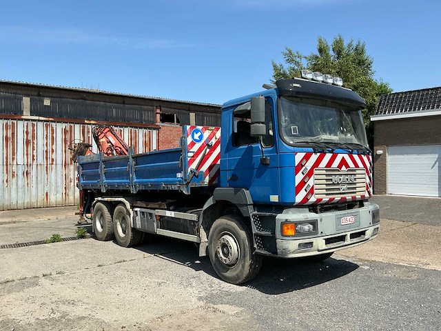 1998 man t33df vrachtwagen + atlas laadkraan 16m + container - afbeelding 3 van  12