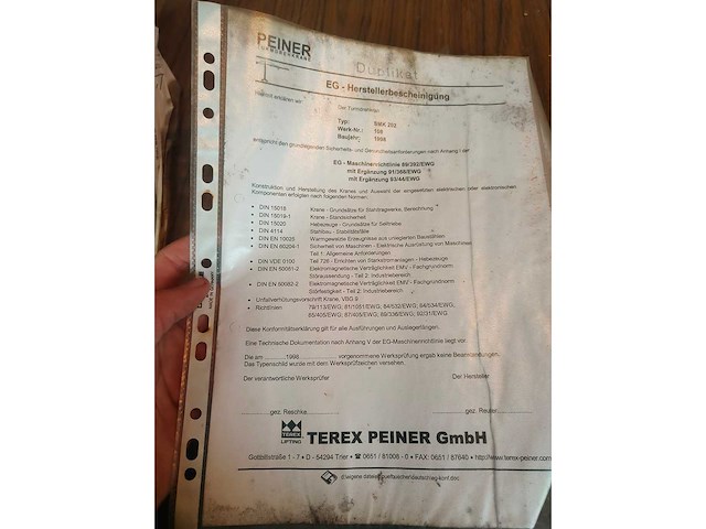 1998 peiner smk202 torenkraan - afbeelding 28 van  60