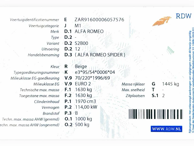 1999 alfa romeo spider 2.0 t. spark personenauto - afbeelding 6 van  34