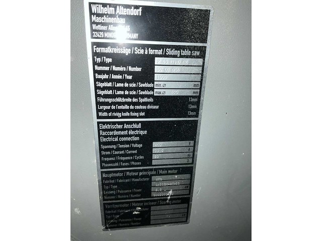 1999 altendorf f45 elmo paneelzaag - afbeelding 4 van  12