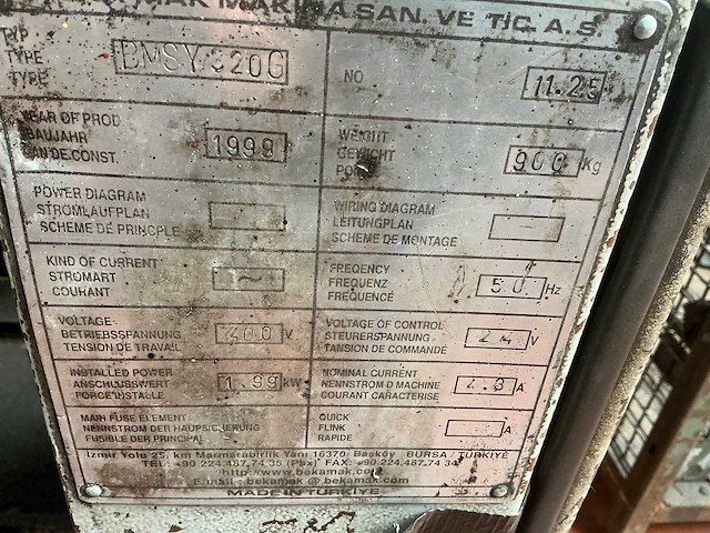 1999 beka-mak bmsy320g bandzaagmachine - afbeelding 2 van  10