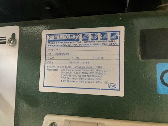 1999 felder kf-7 combi topie-zaagmachine - afbeelding 5 van  22