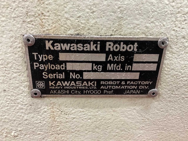1999 kawasaki ux 120 industriële robot - afbeelding 7 van  23